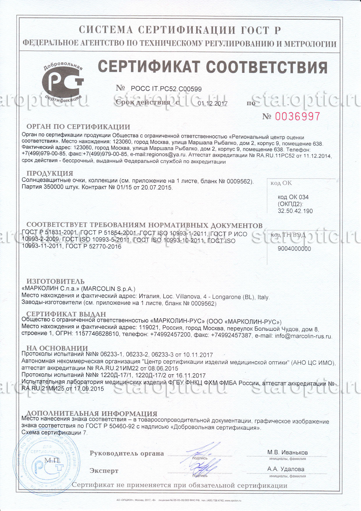 Гарантии оригинальности бредовых очков и оправ