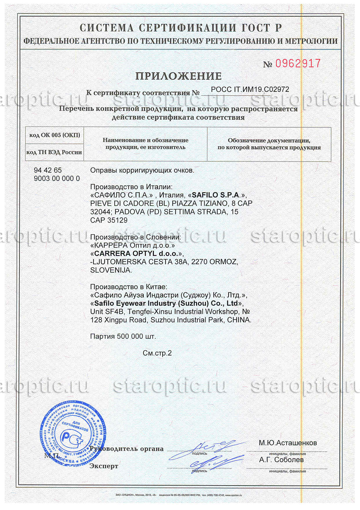 Гарантии оригинальности бредовых очков и оправ